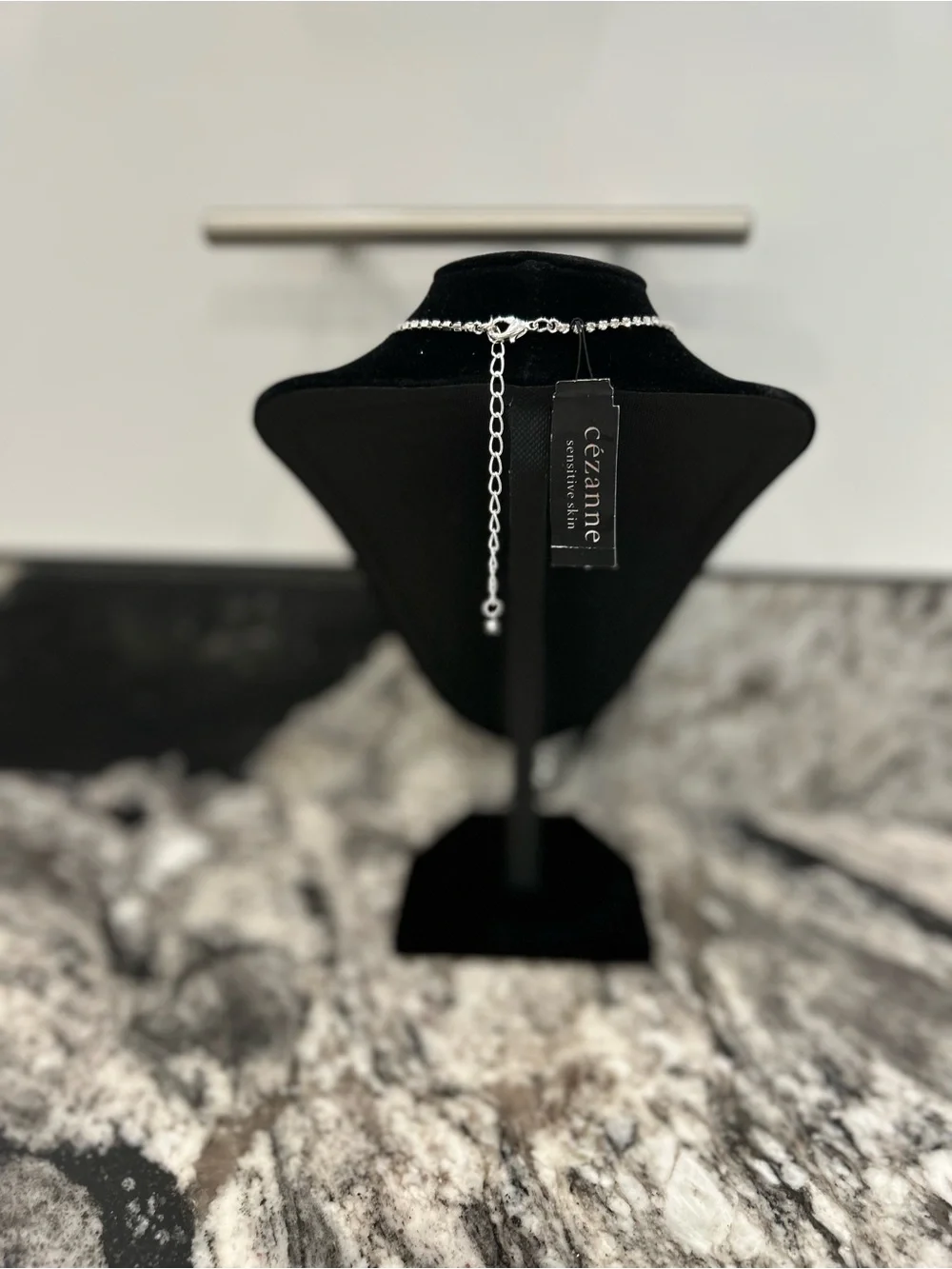 Pearl and Crystal Y-Drop Necklace - Silver Tone Sensitive Skin